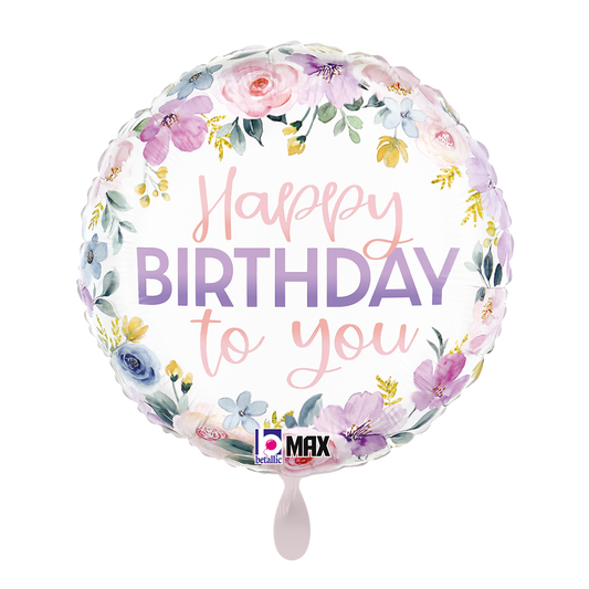 1 ballon - Anniversaire aquarelle florale