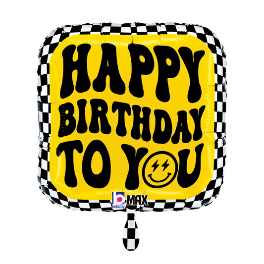 1 Ballon - Smiley damier anniversaire