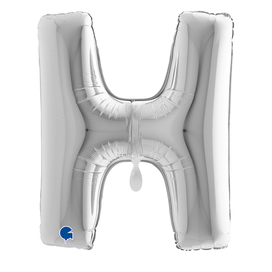 1 Ballon XXL - Letter H - Zilver