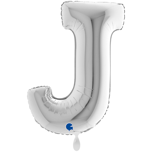 1 ballon XXL - Letter J - Zilver
