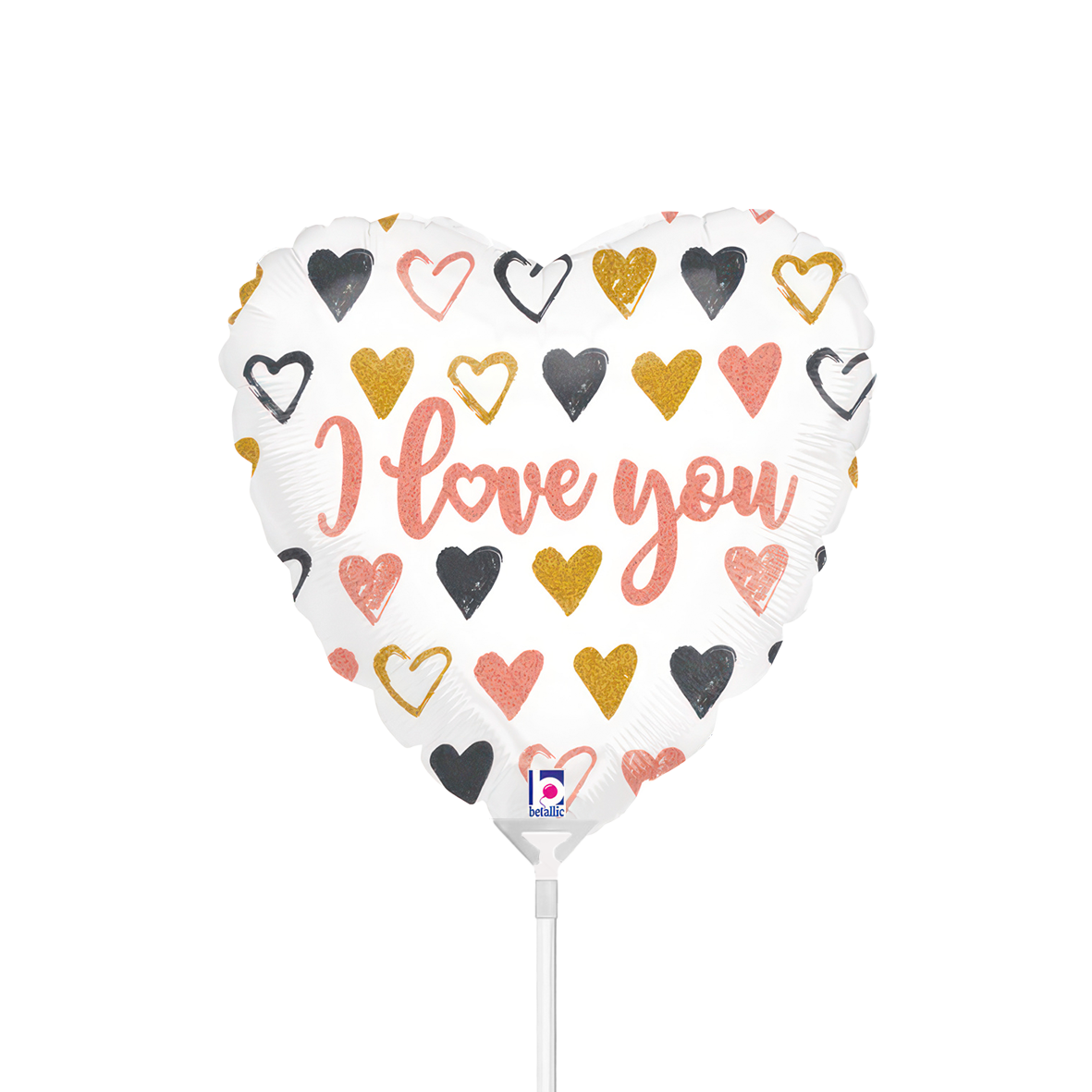 10 Miniballonnen Luchtgevuld - Roségouden Hart Love You (Onverpakt)