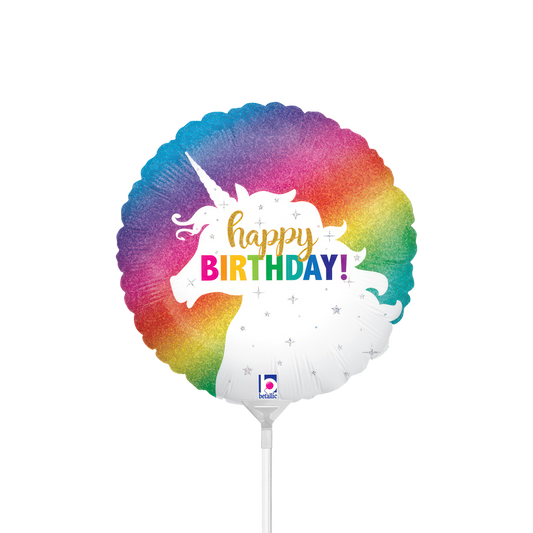 10 Miniballonnen Luchtgevuld - Glitter Eenhoorn Verjaardag (Onverpakt)