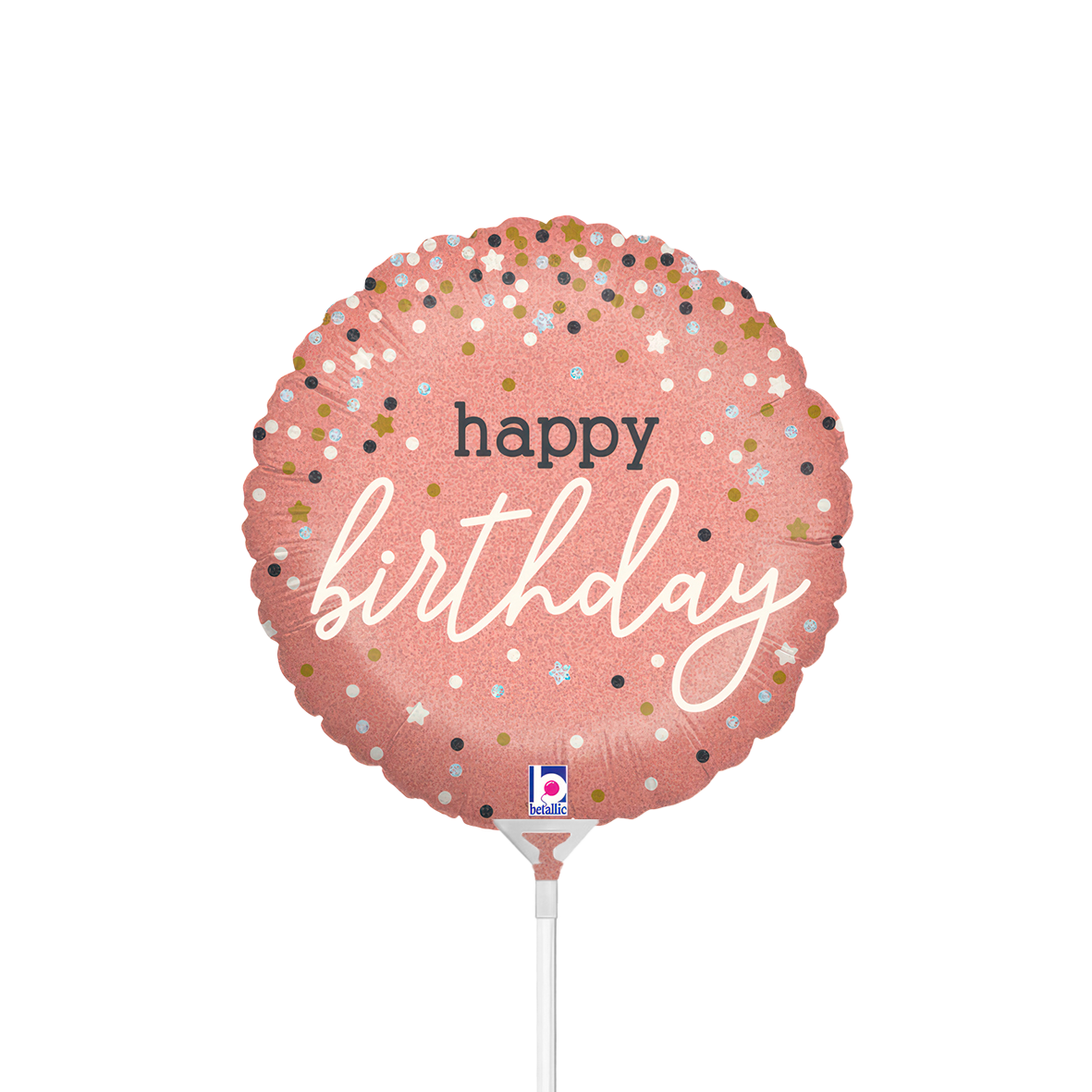 10 Miniballonnen Luchtgevuld - Roségoud Confetti B-Day (Onverpakt)