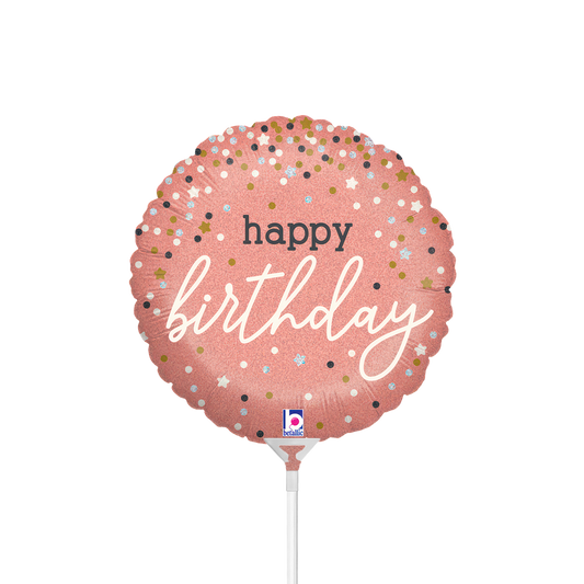 10 Miniballonnen Luchtgevuld - Roségoud Confetti B-Day (Onverpakt)