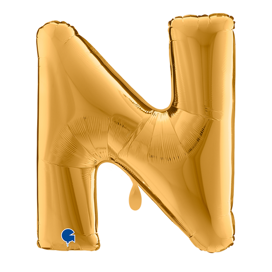 1 Ballon XXL - Letter N - Goud