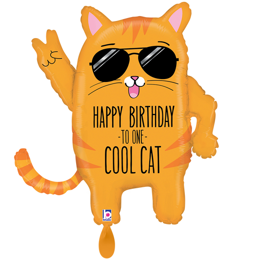 1 Ballon XXL – Joyeux anniversaire chat stylé