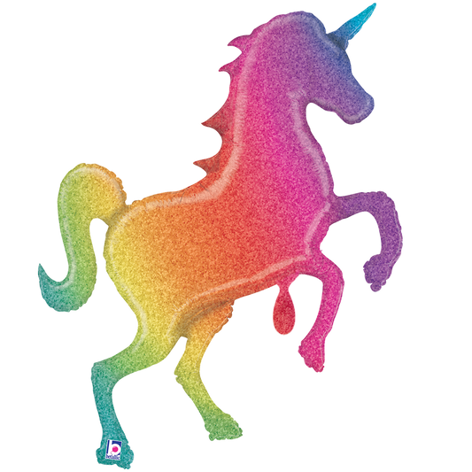 1 Ballon XXL - Licorne Arc-en-ciel à paillettes