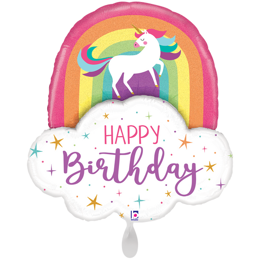 1 Ballon XXL - Licorne Arc-en-ciel Anniversaire