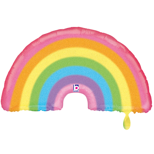 1 Ballon XXL - Paillettes Pastel Arc-en-ciel