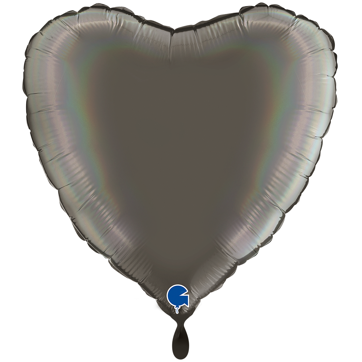 1 Ballon XXL - Hart - Regenboog Holografisch Platina Grijs