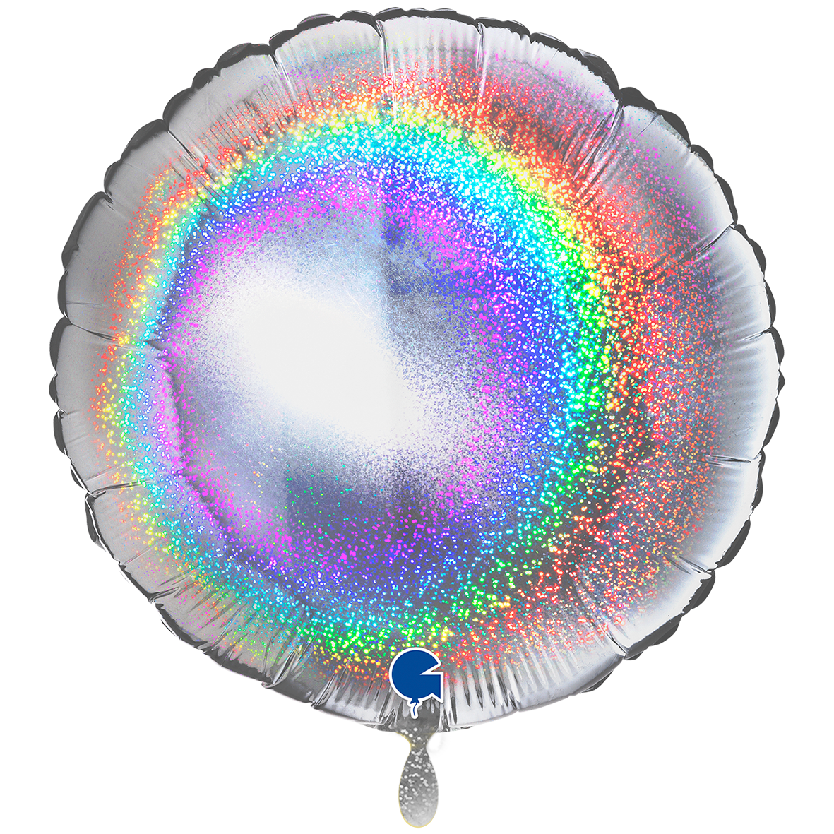 1 Ballon XXL - Rond - Glitter Holografisch Zilver