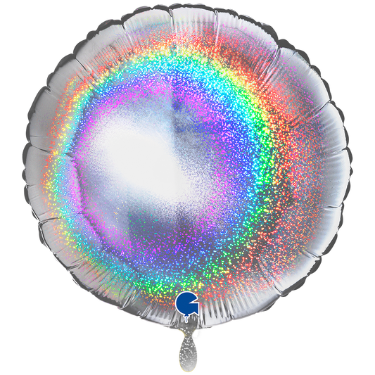 1 Ballon XXL - Rond - Glitter Holografisch Zilver
