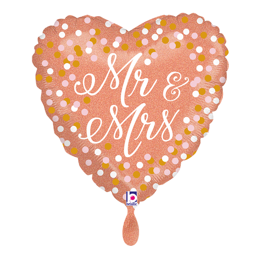 1 Ballon - Or Rose Mr & Mrs