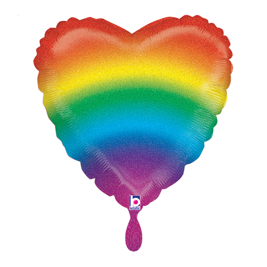 1 Ballon - Glitzer-Regenbogenherz