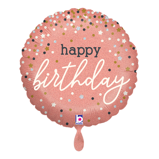1 Ballon - Confettis Or Rose Anniversaire