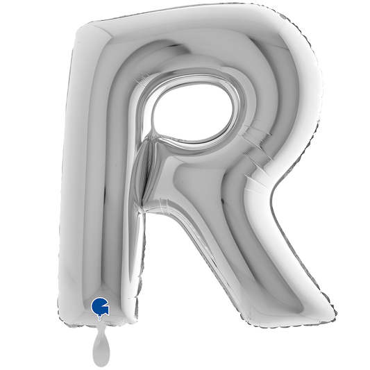 1 Ballon XXL - Letter R - Zilver