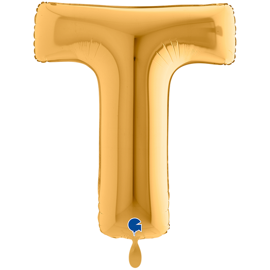 1 Ballon XXL - Letter T - Goud