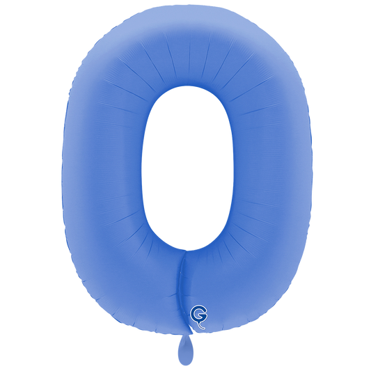 1 Ballon XXL - Chiffre 0 - Bleu Lotus Mat Doux