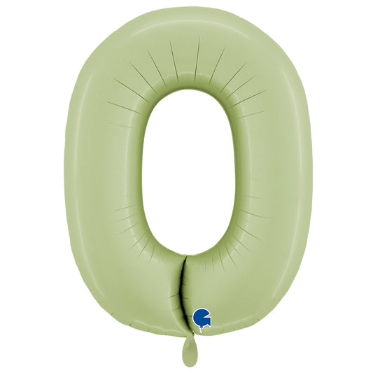 1 Ballon Géant - Chiffre 0 - Vert Olive Satiné