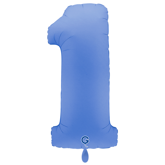 1 Ballon XXL - Chiffre 1 - Bleu Lotus Mat Doux