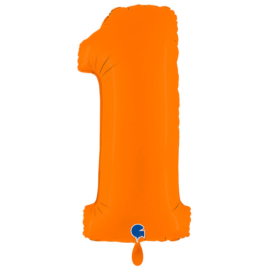 1 Ballon XXL - Chiffre 1 - Orange Mat