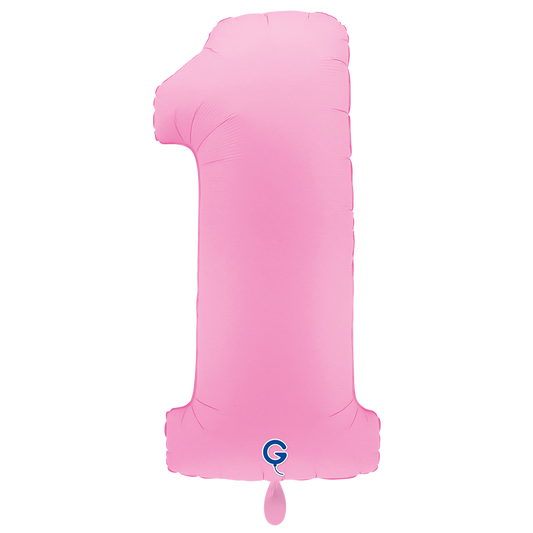 1 Ballon XXL - Chiffre 1 - Rose Sakura Mat Doux