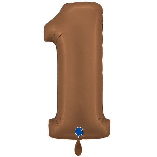 1 Ballon XXL - Chiffre 1 - Satin Chocolat