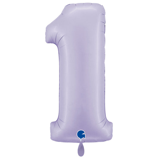 1 Ballon XXL - Chiffre 1 - Satin Lilas