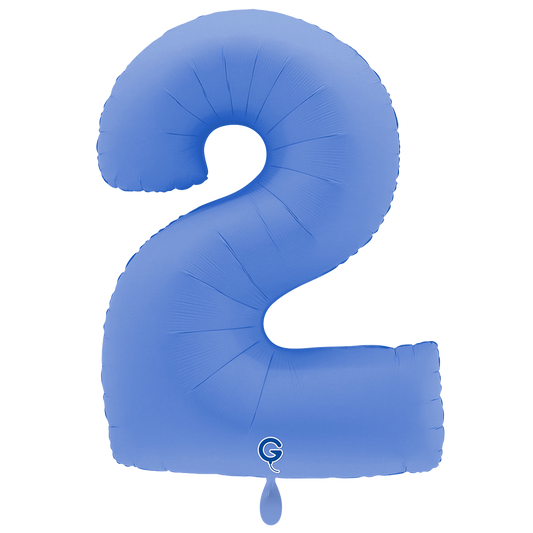 1 Ballon XXL - Chiffre 2 - Bleu Lotus Mat Doux