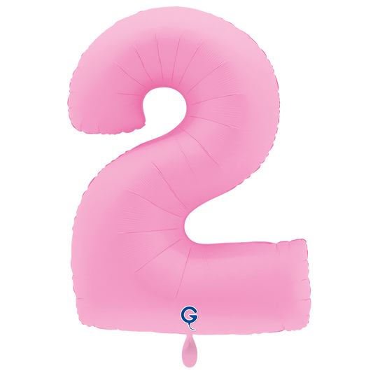 1 Ballon XXL - Chiffre 2 - Rose Sakura mat doux