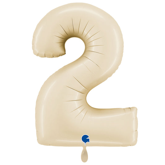 1 Ballon XXL - Chiffre 2 - Crème Satiné