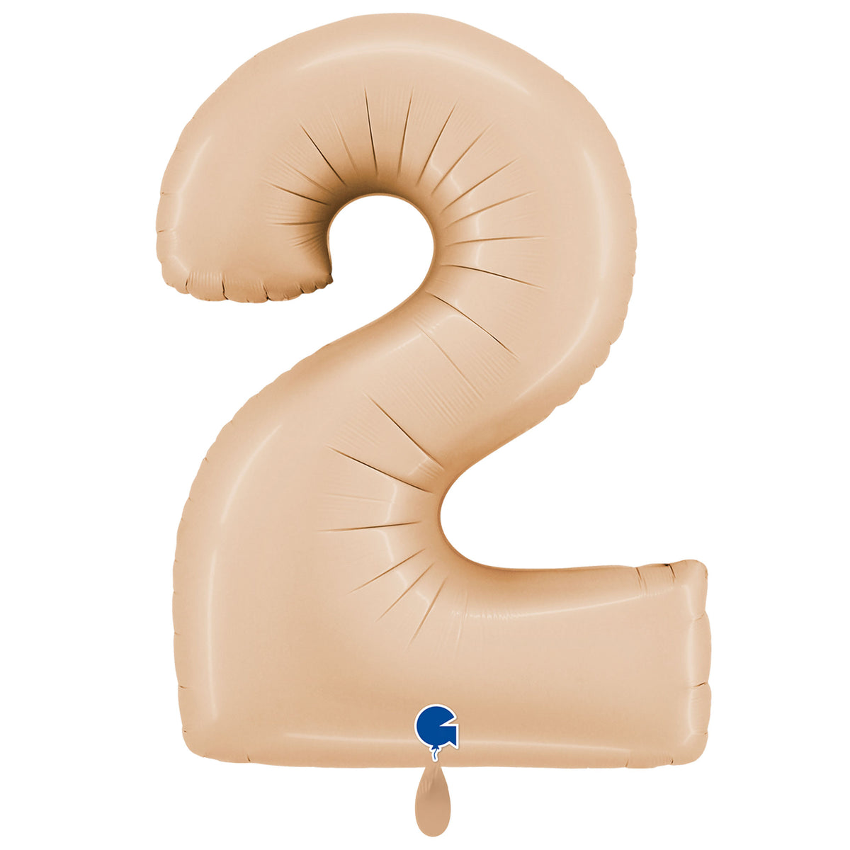 1 ballon XXL - Cijfer 2 - Satijn Nude