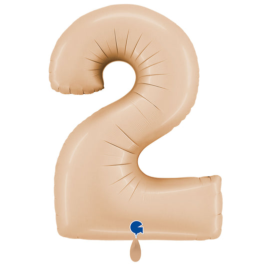 1 Ballon XXL - Chiffre 2 - Satin Nude
