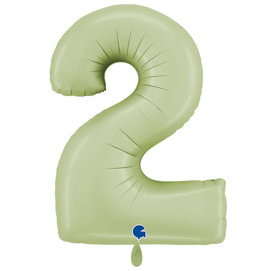 1 Ballon XXL - Chiffre 2 - Vert Olive Satiné