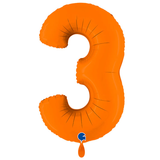 1 Ballon XXL - Chiffre 3 - Orange Mat