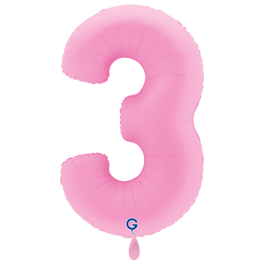 1 ballon XXL - Chiffre 3 - Rose Sakura Mat Doux