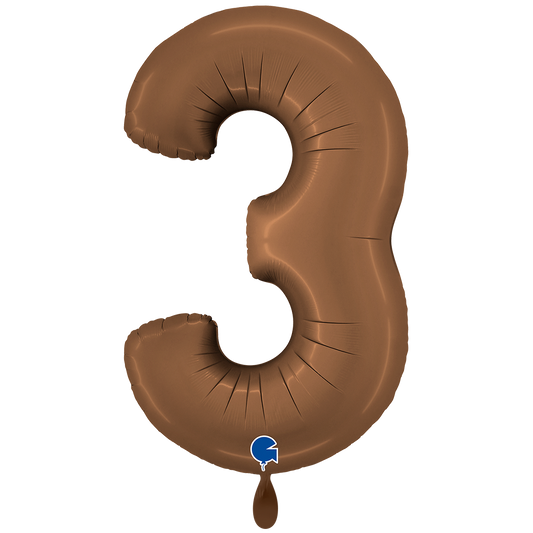 1 Ballon XXL - Chiffre 3 - Chocolat Satin