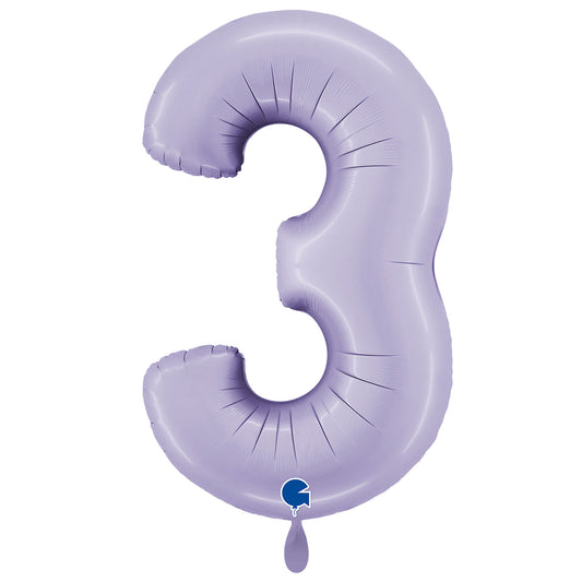 1 Ballon XXL - Chiffre 3 - Lilas Satin