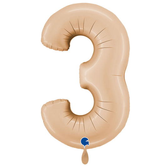 1 ballon XXL - Chiffre 3 - Satin Nude