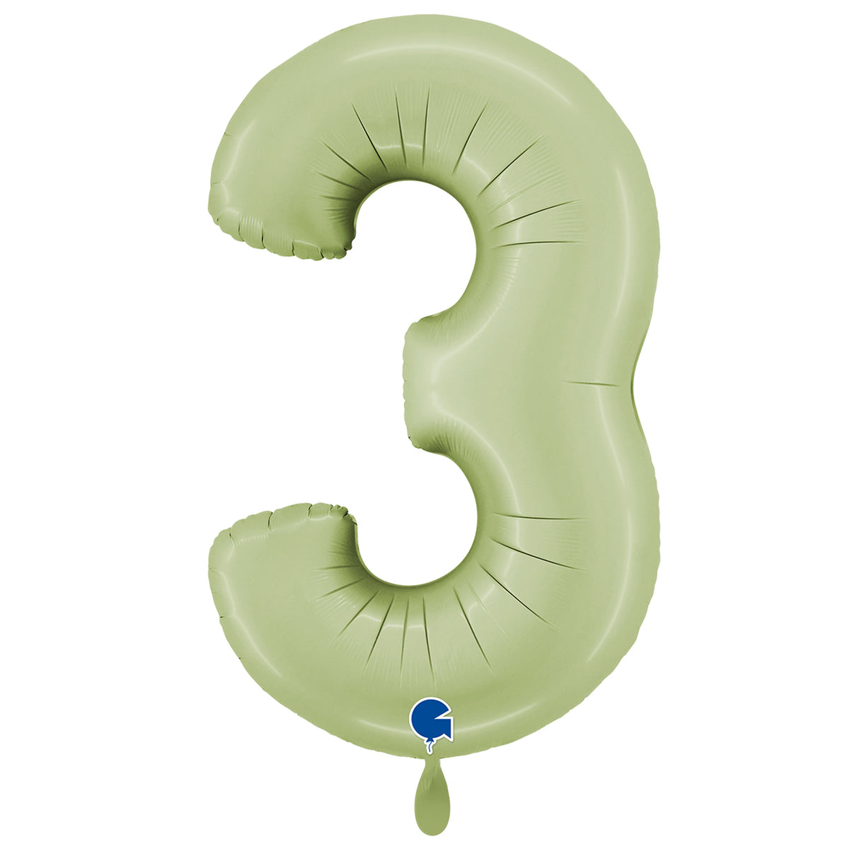 1 Ballon XXL - Cijfer 3 - Satijn Olijfgroen