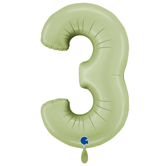 1 Ballon géant - Chiffre 3 - Vert olive satiné