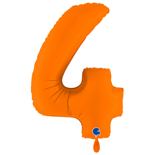 1 Ballon XXL - Chiffre 4 - Orange mat