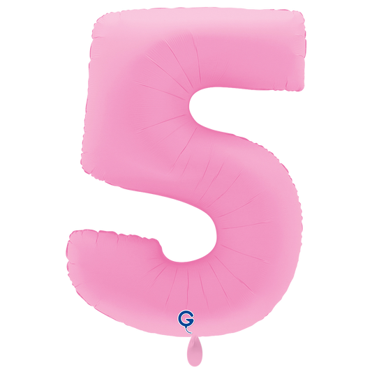 1 ballon XXL - Chiffre 5 - Rose Sakura Mat Doux