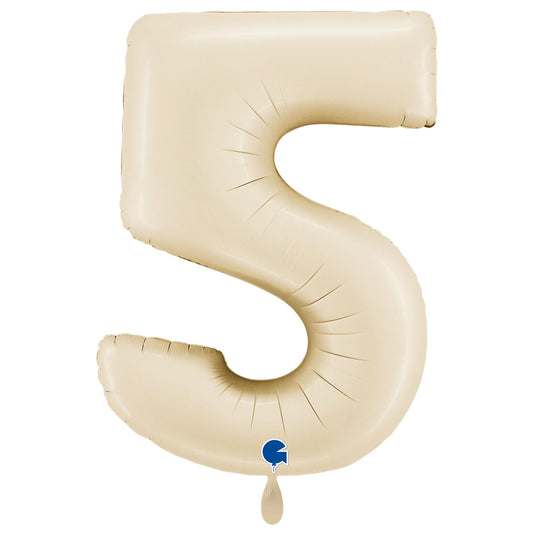 1 Ballon XXL - Chiffre 5 - Crème satin
