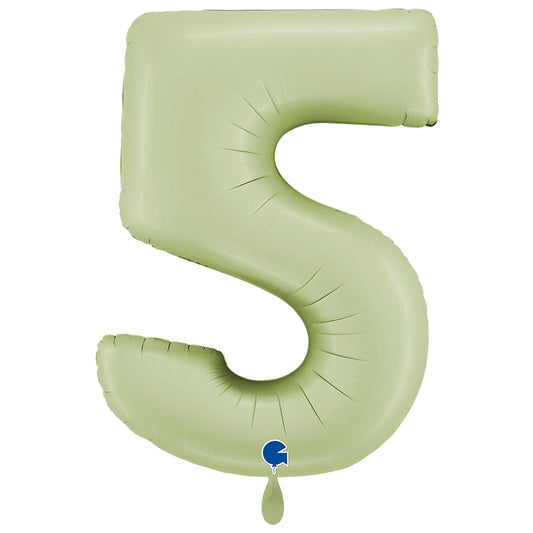 1 Ballon XXL - Chiffre 5 - Vert Olive Satiné