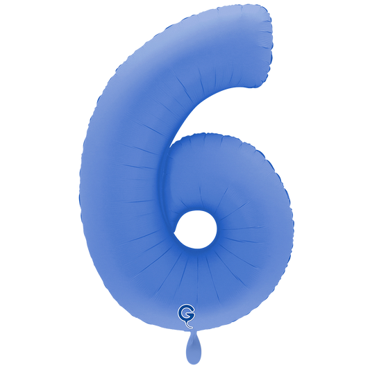 1 Ballon XXL - Chiffre 6 - Bleu Lotus Mat Doux