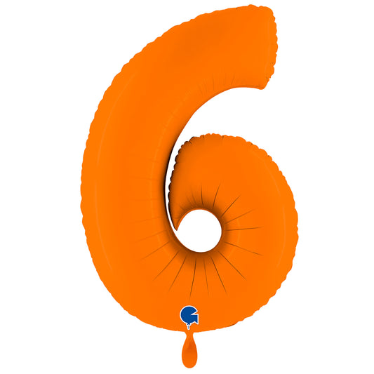 1 Ballon XXL - Chiffre 6 - Orange Mat
