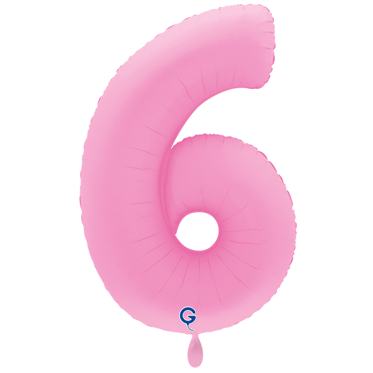 1 Ballon XXL – Chiffre 6 – Rose Sakura mat doux