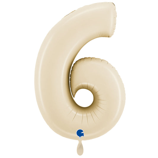 1 ballon XXL - Chiffre 6 - Crème satin