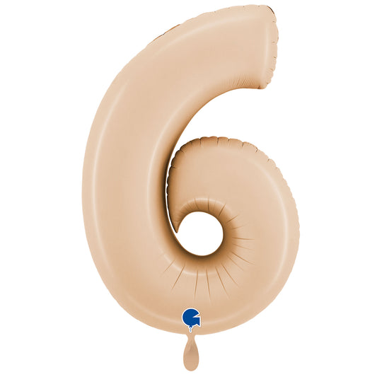 1 ballon XXL - Chiffre 6 - Satin Nude